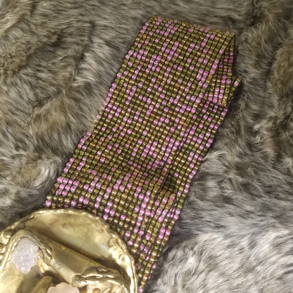 Vintage 80s Amathyst encrusted hand beaded belt - Picture 4 of 5